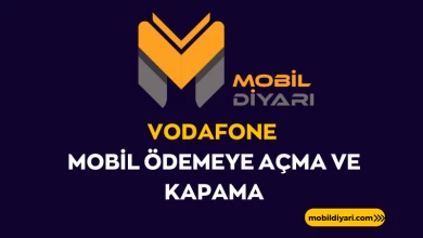 Vodafone Mobil Ödemeye Açma ve Kapama