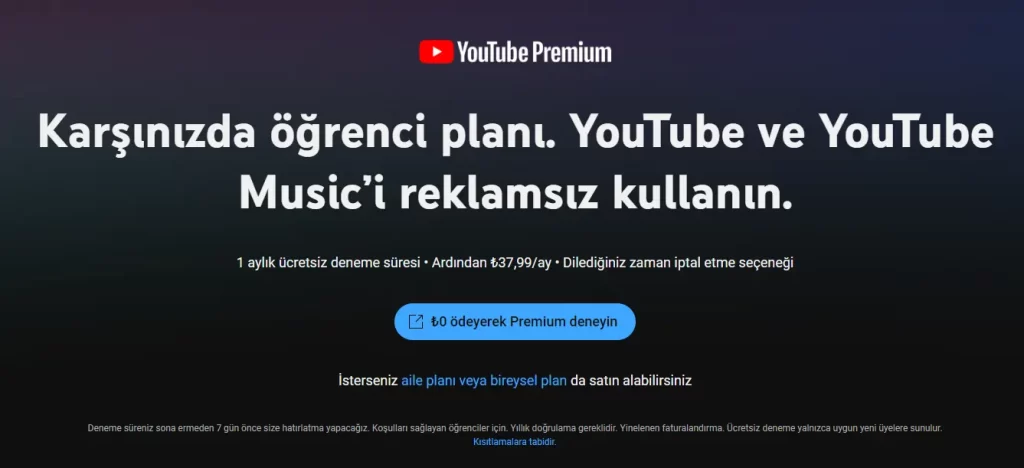 YouTube Premium üyelik nasıl yapılır